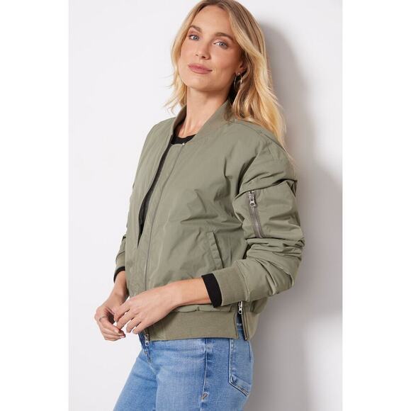 Evereve Flight Bomber Jacket Womens XS in Olive Green - Picture 6 of 13